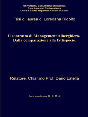 cover image of Il contratto di Management Alberghiero. Dalla comparazione alla fattispecie.